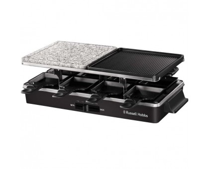Гриль Russell Hobbs раклетница Multi Raclette 3in1, 1400Вт, 8 сковородок, нерж.сталь, черный Гриль Russell Hobbs раклетница Multi Raclette 3in1, 1400Вт, 8 сковородок, нерж.сталь, черный