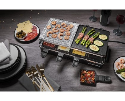 Гриль Russell Hobbs раклетница Multi Raclette 3in1, 1400Вт, 8 сковородок, нерж.сталь, черный Гриль Russell Hobbs раклетница Multi Raclette 3in1, 1400Вт, 8 сковородок, нерж.сталь, черный