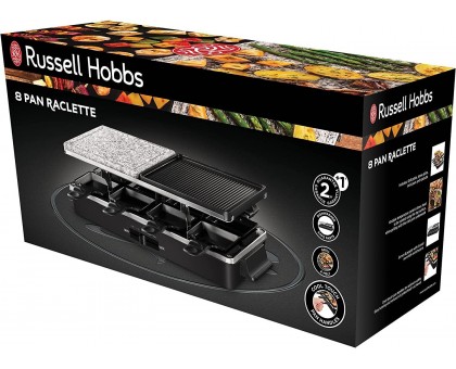 Гриль Russell Hobbs раклетница Multi Raclette 3in1, 1400Вт, 8 сковородок, нерж.сталь, черный Гриль Russell Hobbs раклетница Multi Raclette 3in1, 1400Вт, 8 сковородок, нерж.сталь, черный