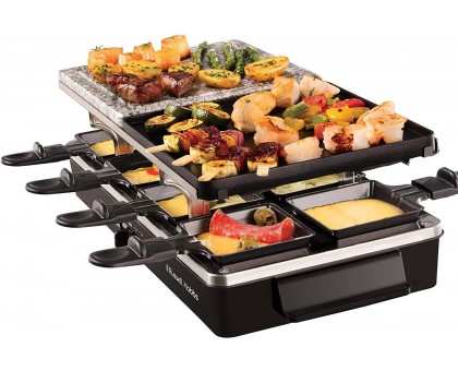 Гриль Russell Hobbs раклетница Multi Raclette 3in1, 1400Вт, 8 сковородок, нерж.сталь, черный Гриль Russell Hobbs раклетница Multi Raclette 3in1, 1400Вт, 8 сковородок, нерж.сталь, черный