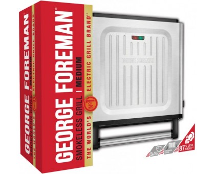 Гриль George Foreman прижимний Smokeless Grill 1575Вт, темп. режимів-1, з`ємні пластини, пластик, чорний Гриль George Foreman прижимний Smokeless Grill 1575Вт, темп. режимів-1, з`ємні пластини, пластик, чорний