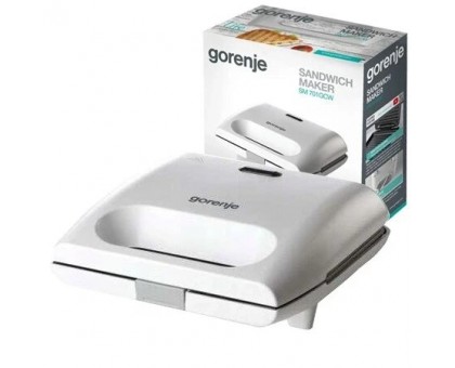 Сендвічмейкер Gorenje 700Вт, алюміній, 1 пластина-гриль , корпус-пластик, білий