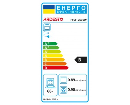 Плита ARDESTO комбі Elegance, 66л, 60x60см, конвекція, чавун, підсвічування, форсунки LPG (підключення газового балона), знімні направляючі, білий