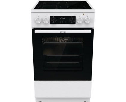 Плита Gorenje электрическая стеклокерамическая, 70л, 50x60см, дисплей,  приготовление с паром, программатор, белый