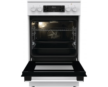 Плита Gorenje электрическая стеклокерамическая, 70л, 50x60см, дисплей,  приготовление с паром, программатор, белый
