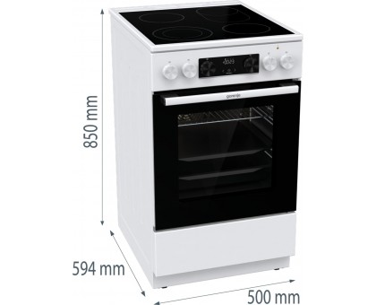 Плита Gorenje электрическая стеклокерамическая, 70л, 50x60см, дисплей,  приготовление с паром, программатор, белый