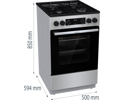 Плита Gorenje комби, 62л, 50x60см, дисплей, IconLed,эмалированные, титан Плита Gorenje комби, 62л, 50x60см, дисплей, IconLed,эмалированные, титан