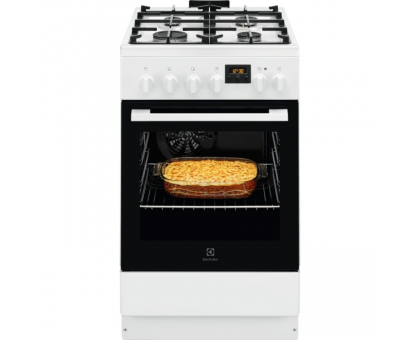 Плита Electrolux комбінована, 57л, 50x60см, дисплей, конвекція, чавун, білий Плита Electrolux комбінована, 57л, 50x60см, дисплей, конвекція, чавун, білий