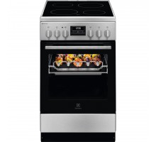 Плита Electrolux електрична склокерамічна, 57л, 50x60см, дисплей, конвекція, мангальна підставка, нерж