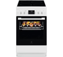 Плита Electrolux електрична склокерамічна, 57л, 50x60см, дисплей, конвекція, мангальна підставка, білий