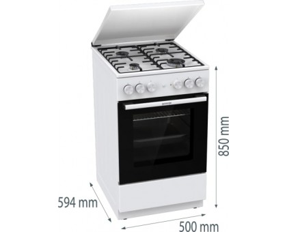 Плита Gorenje комби, 68л, 50x60см, эмалированные реш, с крышкой, белый Плита Gorenje комби, 68л, 50x60см, эмалированные реш, с крышкой, белый