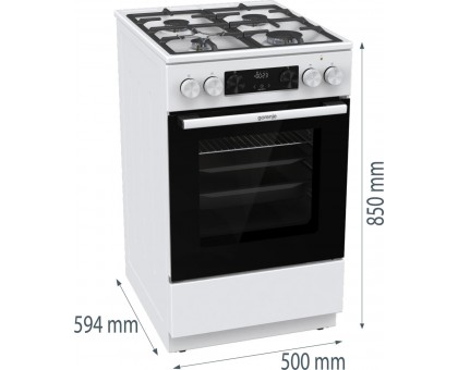 Плита Gorenje комбінована, 70л, 50x60см, дисплей, IconLed, чавун, білий Плита Gorenje комбінована, 70л, 50x60см, дисплей, IconLed, чавун, білий