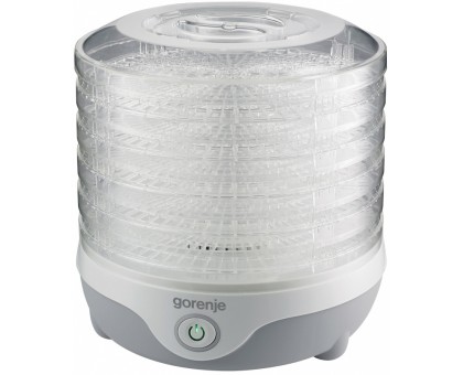 Сушарка для продуктів Gorenje 240Вт, піддонів - 5x1.5см, діаметр - 28см, макс - 70°С, сітка для ягід, пластик, білий Сушарка для продуктів Gorenje 240Вт, піддонів - 5x1.5см, діаметр - 28см, макс - 70°С, сітка для ягід, пластик, білий