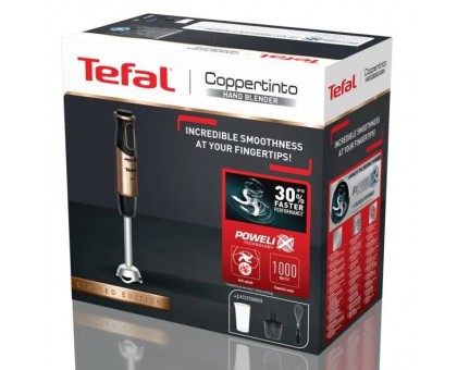 Блендер Tefal погружной Quickchef 1000Вт, 3в1, чаша-800мл, чопер-500мл, турборежим, бронзово-черный Блендер Tefal погружной Quickchef 1000Вт, 3в1, чаша-800мл, чопер-500мл, турборежим, бронзово-черный