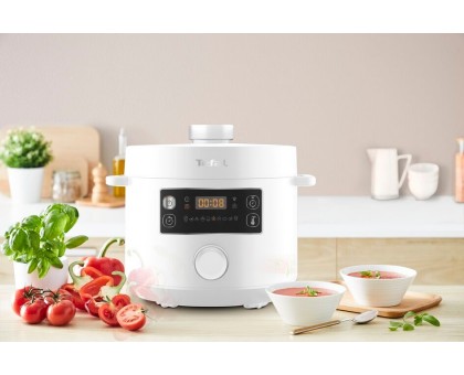 Мультиварка-скороварка Tefal Turbo Cuisine , 1000Вт, чаша-4.8л, механическое управл., пластик, белый Мультиварка-скороварка Tefal Turbo Cuisine , 1000Вт, чаша-4.8л, механическое управл., пластик, белый