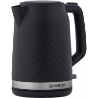 Электрочайник Gorenje 1.7л, Strix контроль, черный матовый
