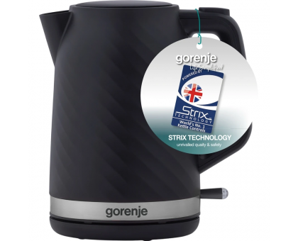 Электрочайник Gorenje 1.7л, Strix контроль, черный матовый Электрочайник Gorenje 1.7л, Strix контроль, черный матовый