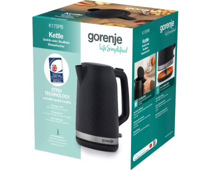 Электрочайник Gorenje 1.7л, Strix контроль, черный матовый Электрочайник Gorenje 1.7л, Strix контроль, черный матовый