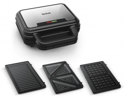 Мультимейкер Tefal UltraCompact 3in1 700Вт, тефлон, 3 пластины, корпус-металл, черно-серый Мультимейкер Tefal UltraCompact 3in1 700Вт, тефлон, 3 пластины, корпус-металл, черно-серый