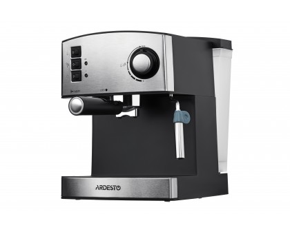 Кофеварка Ardesto рожковая Steel Collection 1.6л, молотый, ручной капучинатор, серебристо-черный