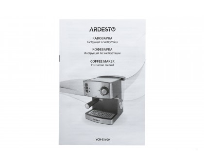 Кофеварка Ardesto рожковая Steel Collection 1.6л, молотый, ручной капучинатор, серебристо-черный