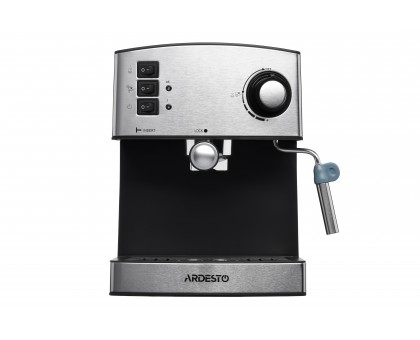 Кофеварка Ardesto рожковая Steel Collection 1.6л, молотый, ручной капучинатор, серебристо-черный