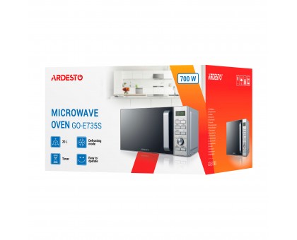 Мікрохвильова піч ARDESTO GO-E735S, 20л, електр.керув., 700Вт, дисплей, відкр.ручкою, сріблястий Мікрохвильова піч ARDESTO GO-E735S, 20л, електр.керув., 700Вт, дисплей, відкр.ручкою, сріблястий