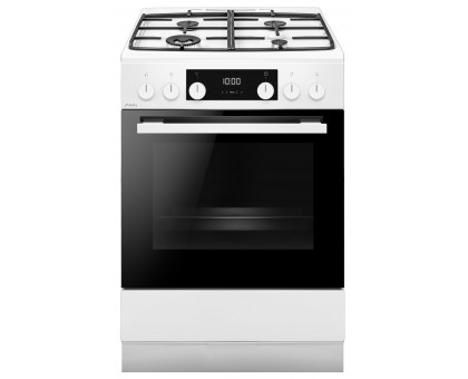 Плита Hansa FCMW69329 комби, 77л, 60x60см, дисплей, конвекция, чугун, белый