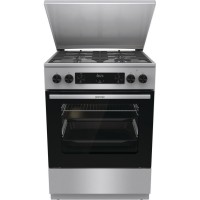 Плита Gorenje GKS6C71XF комби, 71л, 60x60см, дисплей,  чугун, с крышкой, программатор IconLed,нерж