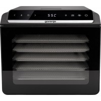 Сушарка для продуктів Gorenje FDK600DB 580Вт, піддонів - 6x1.5см, діаметр - 25см, макс - 75°С, дисплей, пластик+метал, чорний