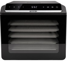 Сушарка для продуктів Gorenje FDK600DB 580Вт, піддонів - 6x1.5см, діаметр - 25см, макс - 75°С, дисплей, пластик+метал, чорний