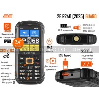 Мобильный телефон 2E 694743657623 R240 2025 2.4" 2SIM, 2500мА•ч, черный
