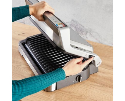 Гриль Tefal GC782D30 прижимний OptiGrill 2in1 XL 2200Вт, темп. режимів-4, з`ємні пластини, сенсор товщини продуктів, метал