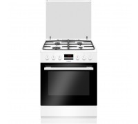 Плита Hansa FCMW68229 комбинированная, 60х60см, 65л, чугун, газ контр., дисплей, конвекция, белый