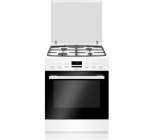 Плита Hansa FCMW68229 комбинированная, 60х60см, 65л, чугун, газ контр., дисплей, конвекция, белый