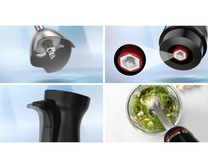 Блендер Bosch MSM4B670 погружной, 1000Вт, изм-тель, венчик, черный Блендер Bosch MSM4B670 погружной, 1000Вт, изм-тель, венчик, черный