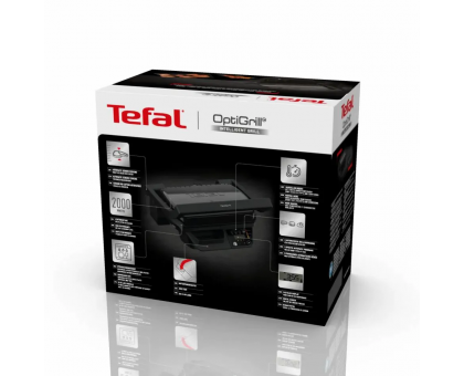 Гриль Tefal GC7P0810 прижимной Optigrill , 2000Вт, съёмные пластины, металл, черный