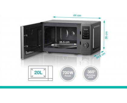 Мікрохвильова піч Gorenje MO20A3T4, 20л, електр. керув., 700Вт, дисплей, нерж