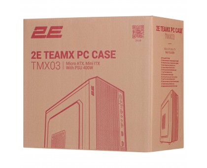 Корпус 2E 2E-TMX03 TeamX TMX03 з БЖ 2E 2E-TMX03 ATX400W, 2xUSB2.0, 1x80мм, VGA 220мм, mATX, чорний