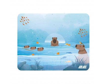 Килимок для миші 2E 2E-PAD-S-CAPY-BLUE CAPYBARRA, S(250x200x2мм), синій