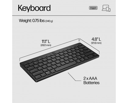 Клавіатура мембранна HP 692S8AA 350 Compact Multi-Device, 78key, BT, EN/UK, чорний