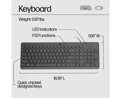 Комплект клавіатура та миша НР 150, USB-A, EN/UK, чорний
