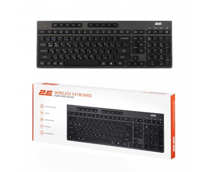 Клавіатура мембранна 2E 2E-KS280WBGR_UA KS280 120key, WL/BT, EN/UK, silent, чорно-сіра