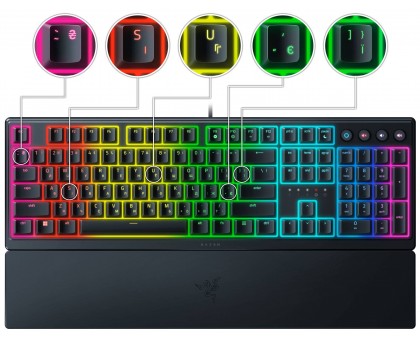 Клавіатура механічна Razer RZ03-04462100-R371 Ornata V3 104key, Mecha-Membrane Switch, USB-A, EN/UK, RGB, чорний