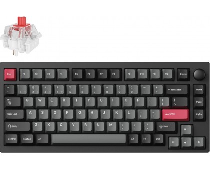 Клавиатура механическая Lemokey P1P-M1-UA  P1 Pro 84Key, Keychron Super Red, WL/BT/USB-A, QMK/VIA, Hot-Swap, EN/UKR, RGB,  Knob, Carbon Black