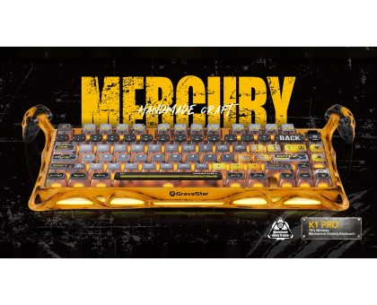 Клавіатура механічна GravaStar GSK1PRO_YLW Mercury K1 Pro 80keys, GravaStar GSK1PRO_YLW x Kailh Speedy Mint, BT/WL/USB, жовтий