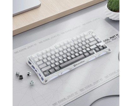 Клавіатура механічна GravaStar GSK1_GWHT Mercury K1 80keys, GravaStar GSK1_GWHT x Kailh Cheery Pink, EN/UKR, BT/WL/USB, білий