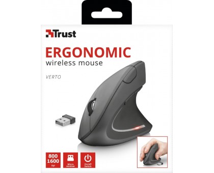 Мышь Trust 22879_TRUST Verto Ergonomic, WL, Черный