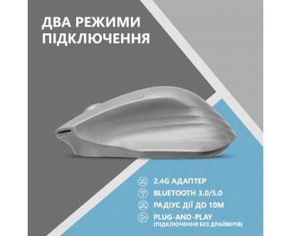 Миша 2E 2E-MF280WGR MF280 Silent, WL/BT, сірий