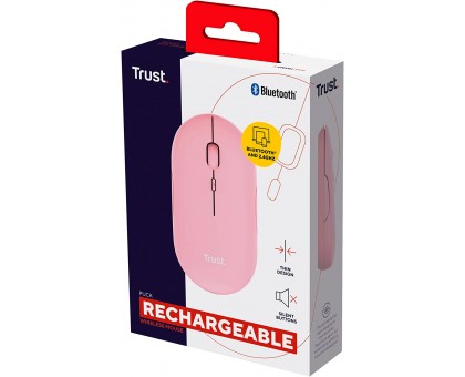 Мышь Trust 24125_TRUST Puck Rechargeable,  Ultra-Thin,  BT/WL,  Silent, Рожевий